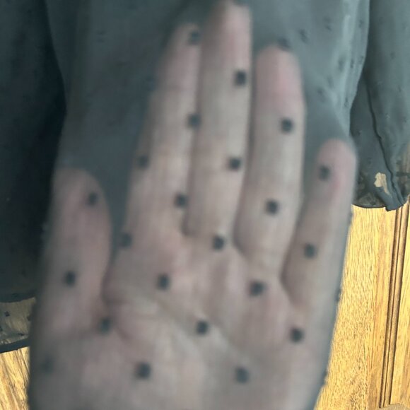 Old Navy‎ Sheer Black Polka Dot Blouse Sz XXL Witchy Whimsigoth Dark Fairy Flowy - Picture 4 of 5